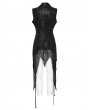 Punk Rave Black Gothic Dark Asymmetric Split Vest for Women