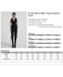Punk Rave Black Gothic Dark Asymmetric Split Vest for Women