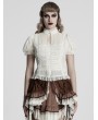 Punk Rave White Gothic Gorgeous Flower Pattern Short Sleeve Chiffon Shirt for Women
