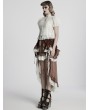 Punk Rave White Gothic Gorgeous Flower Pattern Short Sleeve Chiffon Shirt for Women