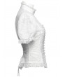 Punk Rave White Gothic Gorgeous Flower Pattern Short Sleeve Chiffon Shirt for Women