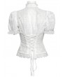Punk Rave White Gothic Gorgeous Flower Pattern Short Sleeve Chiffon Shirt for Women