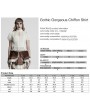 Punk Rave White Gothic Gorgeous Flower Pattern Short Sleeve Chiffon Shirt for Women