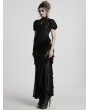 Punk Rave Black Gothic Gorgeous Flower Pattern Short Sleeve Chiffon Shirt for Women