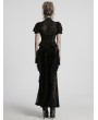 Punk Rave Black Gothic Gorgeous Flower Pattern Short Sleeve Chiffon Shirt for Women