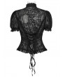 Punk Rave Black Gothic Gorgeous Flower Pattern Short Sleeve Chiffon Shirt for Women