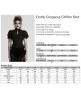 Punk Rave Black Gothic Gorgeous Flower Pattern Short Sleeve Chiffon Shirt for Women
