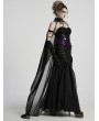 Punk Rave Dark Night Vampire Women's Chiffon Cloak with Detachable Beaded Choker