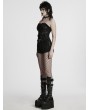 Punk Rave Black Gothic Punk Drawstring Tube Top for Women