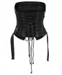 Punk Rave Black Gothic Punk Drawstring Tube Top for Women