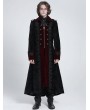Devil Fashion Black and Red Gothic Vintage Double-Breasted Long Velvet Party Coat for Men