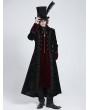 Devil Fashion Black and Red Gothic Vintage Double-Breasted Long Velvet Party Coat for Men
