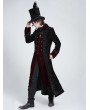 Devil Fashion Black and Red Gothic Vintage Double-Breasted Long Velvet Party Coat for Men