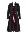 Devil Fashion Black and Red Gothic Vintage Double-Breasted Long Velvet Party Coat for Men