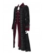 Devil Fashion Black and Red Gothic Vintage Double-Breasted Long Velvet Party Coat for Men