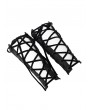Devil Fashion Black Gothic Retro Cross Crochet Lace-Up Gloves for Men