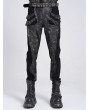 Devil Fashion Black Gothic Punk Buckle Irregular Patched Pants for Men