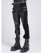 Devil Fashion Black Gothic Punk Buckle Irregular Patched Pants for Men