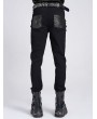 Devil Fashion Black Gothic Punk Buckle Irregular Patched Pants for Men