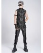 Devil Fashion Black Gothic Punk Buckle Irregular Patched Pants for Men