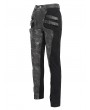 Devil Fashion Black Gothic Punk Buckle Irregular Patched Pants for Men