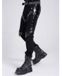 Devil Fashion Black Gothic Punk Studded Faux Leather Splicing Pants for Men