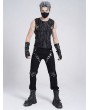 Devil Fashion Black Gothic Punk Studded Faux Leather Splicing Pants for Men