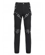 Devil Fashion Black Gothic Punk Studded Faux Leather Splicing Pants for Men