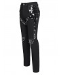 Devil Fashion Black Gothic Punk Studded Faux Leather Splicing Pants for Men