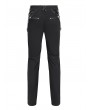 Devil Fashion Black Gothic Punk Studded Faux Leather Splicing Pants for Men