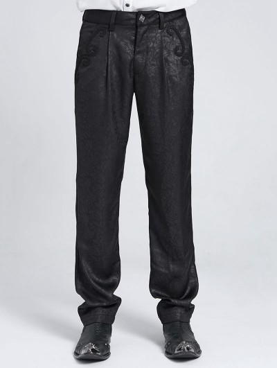 Devil Fashion Black Gothic Vintage Jacquard Loose Party Pants for Men