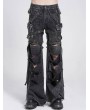 Devil Fashion Gray Gothic Punk Decadent Ripped Baggy Wide Leg Pants for Men