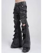 Devil Fashion Gray Gothic Punk Decadent Ripped Baggy Wide Leg Pants for Men
