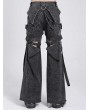 Devil Fashion Gray Gothic Punk Decadent Ripped Baggy Wide Leg Pants for Men