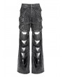 Devil Fashion Gray Gothic Punk Decadent Ripped Baggy Wide Leg Pants for Men