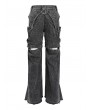 Devil Fashion Gray Gothic Punk Decadent Ripped Baggy Wide Leg Pants for Men