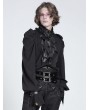 Devil Fashion Black Gothic Retro Men's Frilly Shirt with Detachable Bat Collar