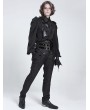 Devil Fashion Black Gothic Retro Men's Frilly Shirt with Detachable Bat Collar