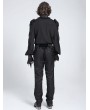 Devil Fashion Black Gothic Retro Men's Frilly Shirt with Detachable Bat Collar