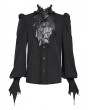 Devil Fashion Black Gothic Retro Men's Frilly Shirt with Detachable Bat Collar