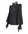 Devil Fashion Black Gothic Retro Men's Frilly Shirt with Detachable Bat Collar