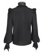 Devil Fashion Black Gothic Retro Men's Frilly Shirt with Detachable Bat Collar