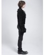 Devil Fashion Black Gothic Vintage Ruffle Trim Deep V-Neck Shirt for Men
