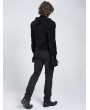 Devil Fashion Black Gothic Vintage Ruffle Trim Deep V-Neck Shirt for Men