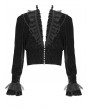 Devil Fashion Black Gothic Vintage Ruffle Trim Deep V-Neck Shirt for Men