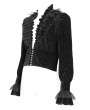 Devil Fashion Black Gothic Vintage Ruffle Trim Deep V-Neck Shirt for Men