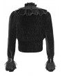 Devil Fashion Black Gothic Vintage Ruffle Trim Deep V-Neck Shirt for Men