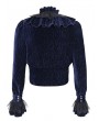 Devil Fashion Blue Gothic Vintage Ruffle Trim Deep V-Neck Shirt for Men