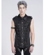 Devil Fashion Black Gothic Punk Crossover Lace Up Sleeveless Shirt for Men