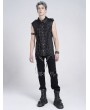 Devil Fashion Black Gothic Punk Crossover Lace Up Sleeveless Shirt for Men